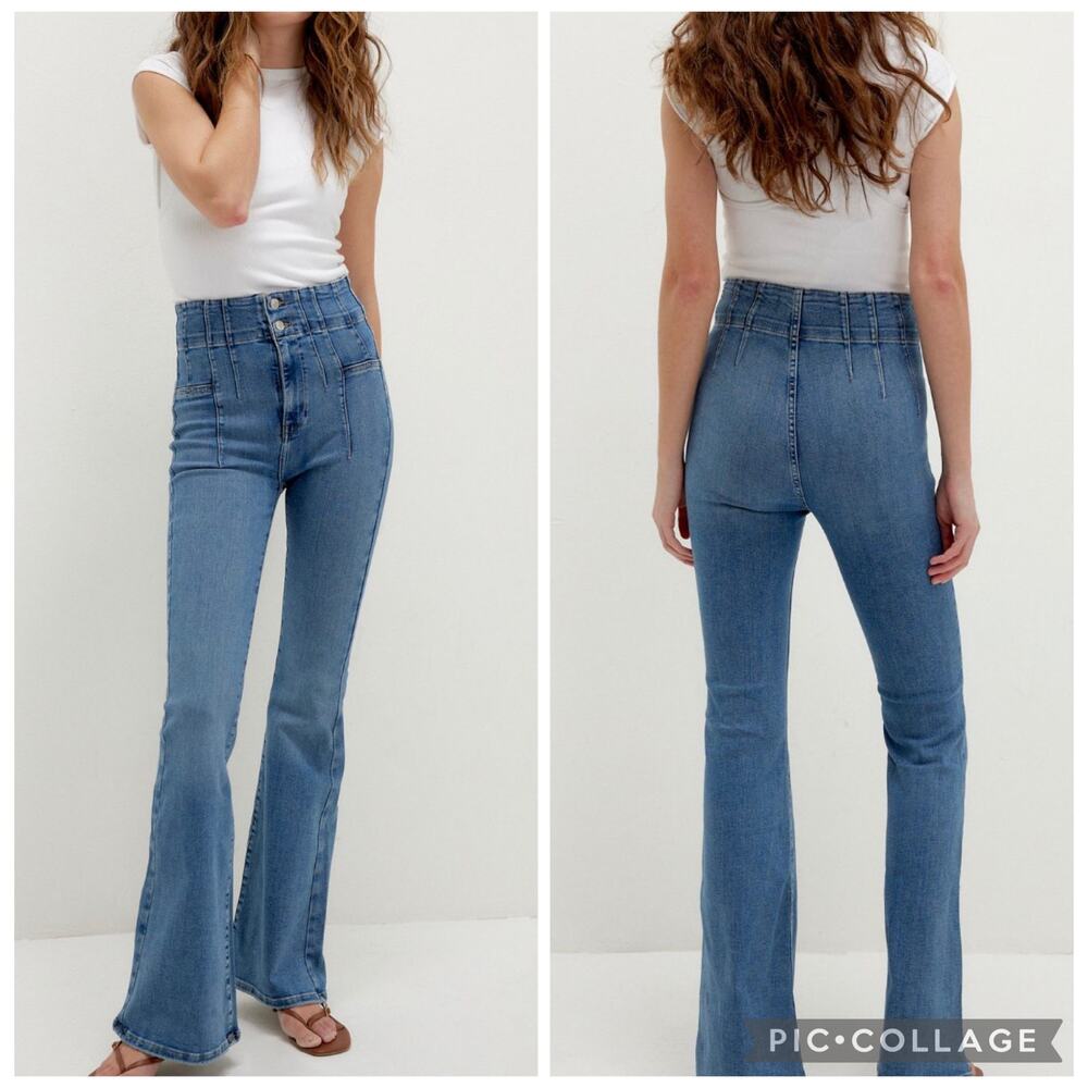Free People We The Free Jayde Flare Jeans Sunburst Blue